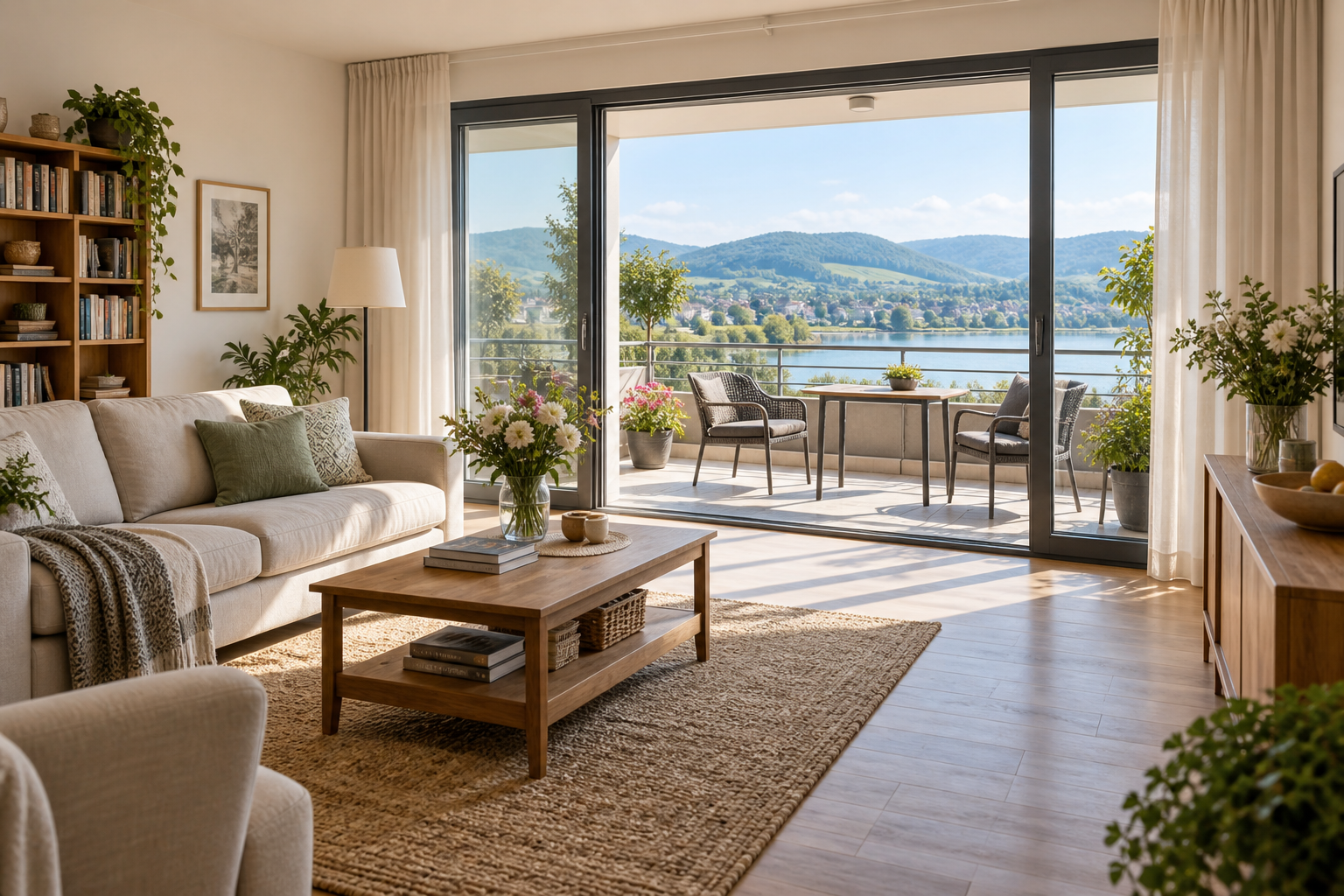 Einladende helle Wohnung mit Balkon und weitem Blick